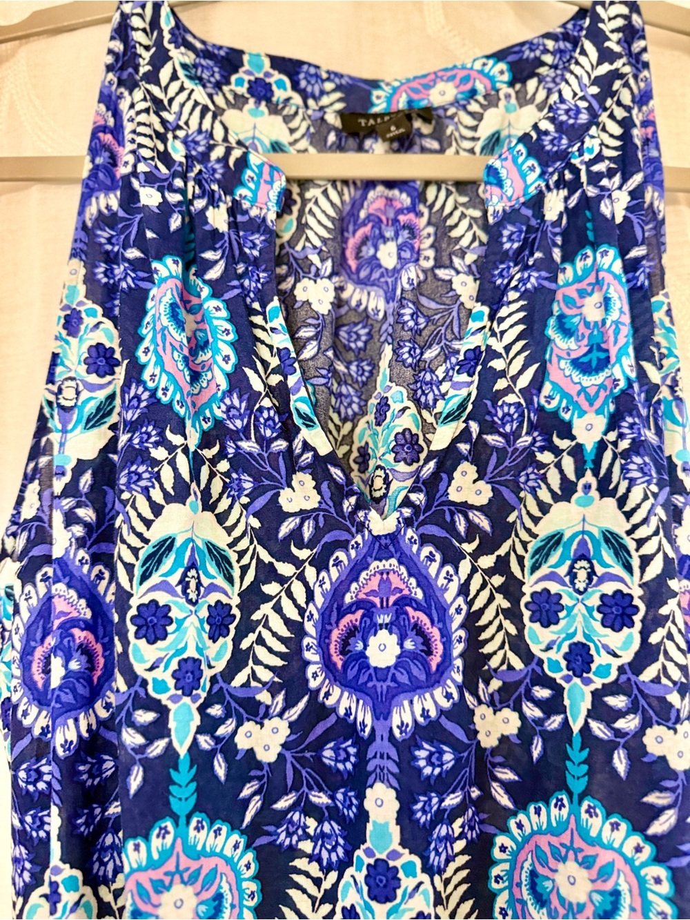Talbots Blue Paisley Halter Maxi Dress Size 6 Sleeveless Lined Boho - Picture 10 of 16